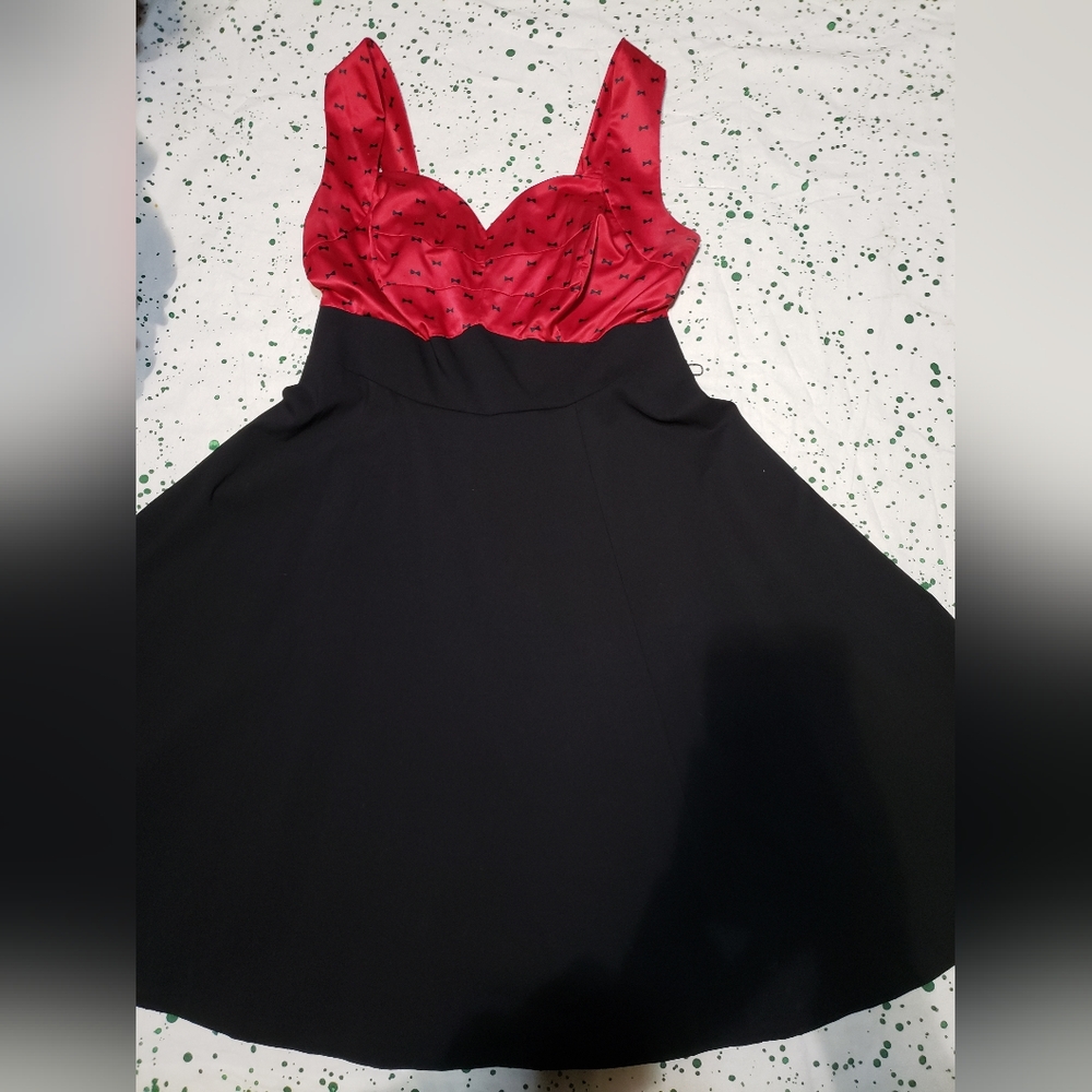 Red and Black Empire Waist Dress